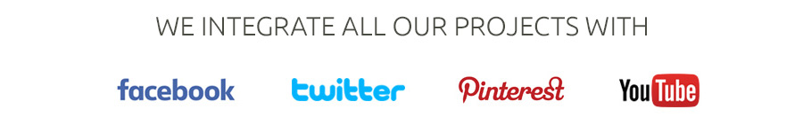 We integrate our websites with facebook, twitter, pinterest and youtube